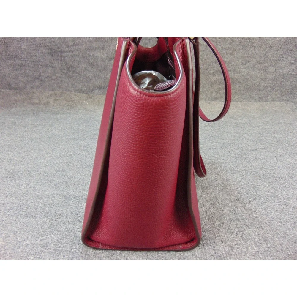 Kate Spade Tote Burgundy Red Pebbled Leather Satchel Bag with Pouch Shoulder Bag
